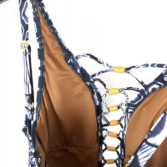 Bleu Rod Beattie Women’s Deep Plunge One Piece Blue/White Swimsuit Size 6 - Picture 4 of 4